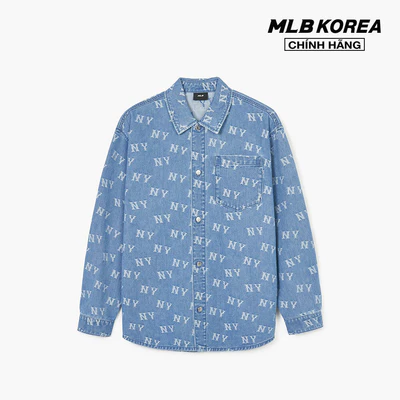 MLB - Áo sơ mi denim unisex Classic Monogram Jacquard_3ADRM0141-50BLL