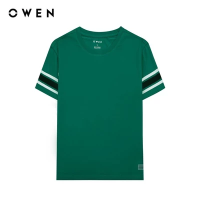 OWEN - Áo Tshirt ngắn tay Body Fit TSN231460 màu Xanh lá chất liệu CVC Spandex