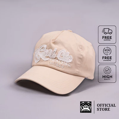 Nón Lưỡi Trai Cap Gori Màu Beige Họa Tiết Trắng Chất Liệu Kaki Cao Cấp