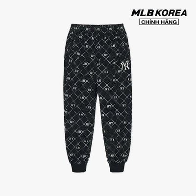 MLB - Quần jogger unisex lưng thun Diamond Monogram Jacquard_3APTM0134-50BKS