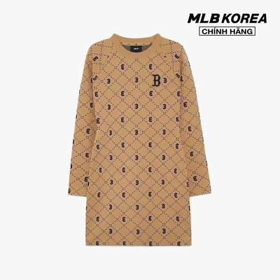 MLB - Đầm mini cổ tròn tay dài Diamond Monogram Jacquard_3FOPM0334-43CAL
