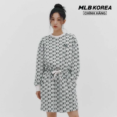 MLB - Đầm mini cổ tròn tay dài Classic Monogram Jaquard Overfit_3FOPM0134-50CRD