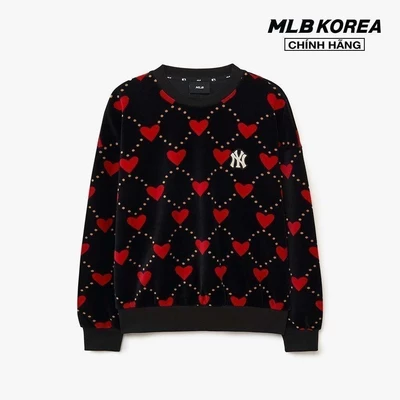MLB - Áo sweatshirt nữ cổ tròn tay dài Heart Front Pattern Velvet Jacquard_3FMTH0336-50BKS