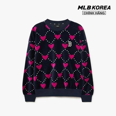 MLB - Áo sweatshirt nữ cổ tròn tay dài Heart Front Pattern Velvet Jacquard_3FMTH0336-43NYD