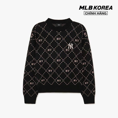 MLB - Áo sweater nữ cổ tròn tay dài Diamond Monogram_3FKPM0134-50BKS