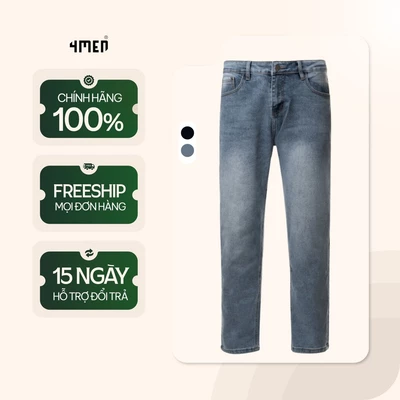 Quần Jeans Wash Bạc 4MEN Có Râu Mèo Thêu 4M Form Regular QJ106 năng động, dễ phối đi chơi , đi làm