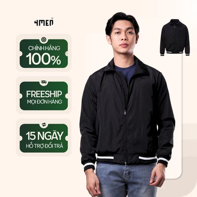 Áo khoác dù nam cổ cao 4MEN AK067 vải dù (gió) trượt nước đẹp cao cấp, có cổ đứng, may 2 lớp, phối bo viền trẻ trung