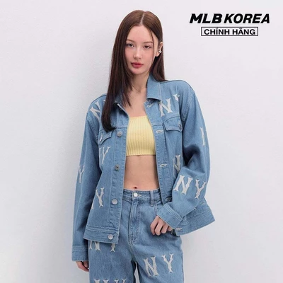 MLB - Áo khoác denim unisex cổ bẻ tay dài Basic Embroidery Multi Logo_3ADKB0141-50BLL