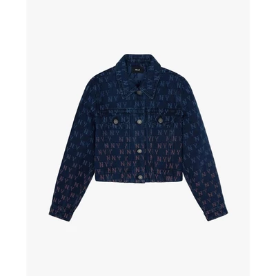 MLB - Áo khoác denim nữ phom croptop Gradient Jacquard Monogram_3FDKM0244-50INS