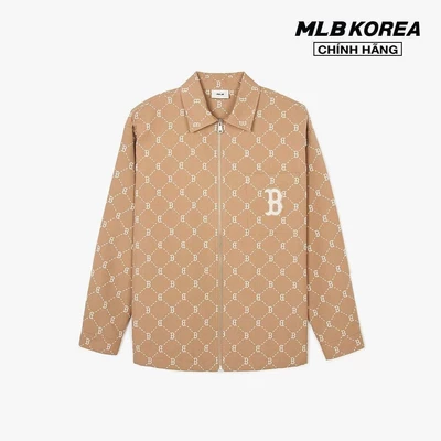 MLB - Áo sơ mi unisex cổ bẻ tay dài Monogram Jacquard_3AWSM0441-43CAL