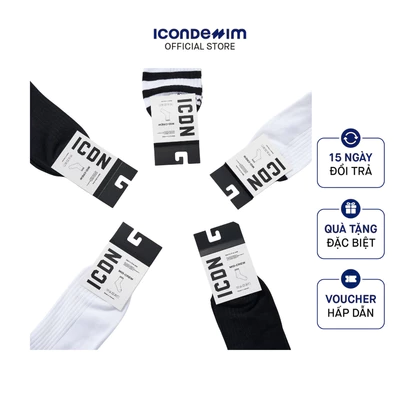 [HÀNG TẶNG KHÔNG BÁN] Vớ Nam Cổ Cao ICONDENIM Mid-Crew Socks Black & White Collection VOID0040