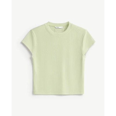 Áo Thun Gân Nữ Tay Ngắn Trơn Form Fitted Cropped - Routine 10S25TSSW005