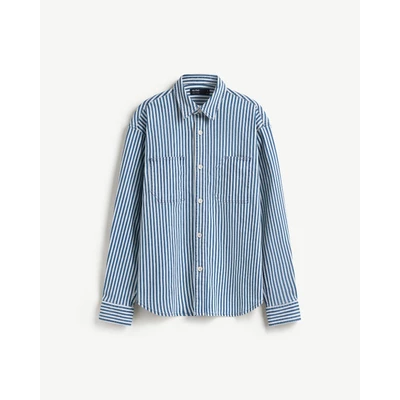 [UP TO 20%++] Áo Sơ Mi Jeans Nam Họa Tiết Sọc Tay Dài Form Loose - Routine 10S25DSH007