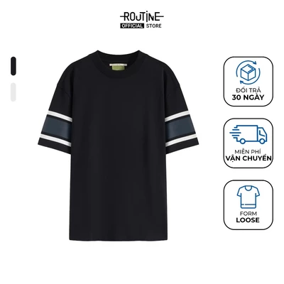Áo Thun Tay Ngắn Vải S.Café Phối Sọc Tay Form Loose - Routine 10S25TSS007