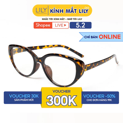 Gọng kính mắt mèo LILYEYEWEAR chất liệu nhựa cứng cáp thanh mảnh kiểu dáng thời trang 72347