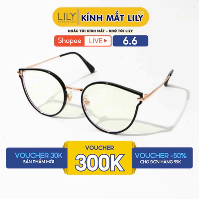 Gọng kính cận mắt mèo LILYEYEWEAR chất liệu nhựa thanh nhẹ chắc chắn kiểu dáng thời thượng dễ đeo M2291