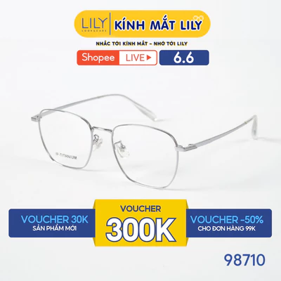 Gọng kính mắt đa giác nam nữ LILYEYEWEAR chất liệu IP-Titanium cao cấp chắc chắn, kiểu dáng và màu sắc thời trang 98710
