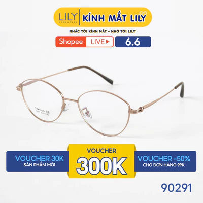 Gọng kính mắt Oval nam nữ LILYEYEWEAR chất liệu kim loại cao cấp chắc chắn, kiểu dáng hiện đại màu sắc thời trang 90291