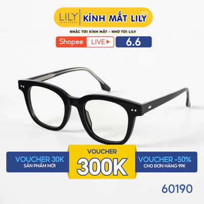 Gọng kính mắt vuông Acetate nam nữ LILYEYEWEAR cao cấp chắc chắn, kiểu dáng hiện đại màu sắc thời trang 60190