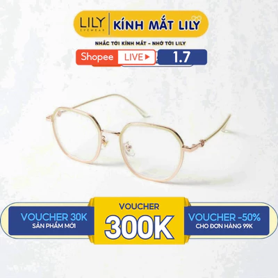 Kính vuông mắt to nam nữ LILYEYEWEAR càng bọc kim loại thiết kế thời trang nhiều màu 11901