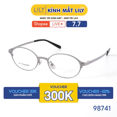 Kính mắt Oval thời trang nam nữ LILYEYEWEAR chất liệu Titan cao cấp chắc chắn kiểu dáng hiện đại thanh lịch 98741