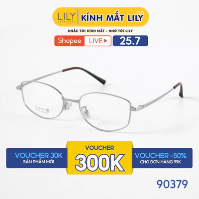 Gọng kính mắt Oval nam nữ LILYEYEWEAR chất liệu kim loại cao cấp chắc chắn, kiểu dáng hiện đại màu sắc thời trang 90379