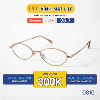 Gọng kính mắt Oval nam nữ LILYEYEWEAR chất liệu kim loại cao cấp chắc chắn, kiểu dáng hiện đại màu sắc thời trang 0810