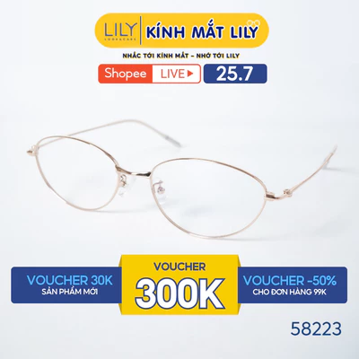 Gọng kính mắt mèo nam nữ LILYEYEWEAR chất liệu kim loại cao cấp chắc chắn, kiểu dáng hiện đại màu sắc thời trang 58223