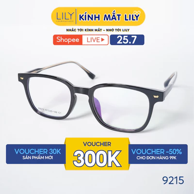Gọng kính mắt vuông nam nữ LILYEYEWEAR chất liệu nhựa cao cấp chắc chắn kiểu dáng hiện đại màu sắc thời trang 9215