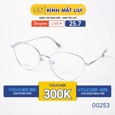 Gọng kính Oval nam nữ LILYEYEWEAR chất liệu kim loại phối Titan cao cấp kiểu dáng hiện đại màu sắc thời trang 00253