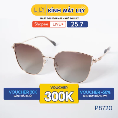Kính mát thời trang nam nữ LILYEYEWEAR chất liệu càng kim loại cao cấp, mắt kính phân cực chống UV400 bảo vệ mắt P8720