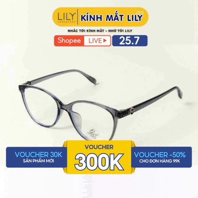 Gọng kính cận tròn nam nữ LILYEYEWEAR chất liệu nhựa cao cấp chắc chắn màu sắc kiểu dáng thời trang 23023