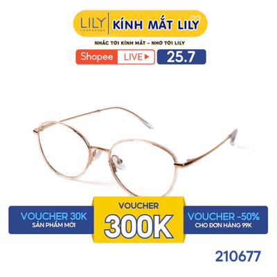 Gọng kính mắt Oval nam nữ LILYEYEWEAR chất liệu nhựa phối kim loại cao cấp kiểu dáng hiện đại màu sắc thời trang 210677
