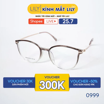 Gọng kính mắt cánh tiên LILYEYEWEAR chất liệu nhựa phối càng kim loại cao cấp kiểu dáng hiện đại màu sắc thời trang 0999