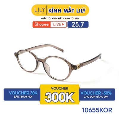 Gọng kính mắt Oval nam nữ LILYEYEWEAR chất liệu nhựa cao cấp chắc chắn, kiểu dáng hiện đại màu sắc thời trang 10655KOR