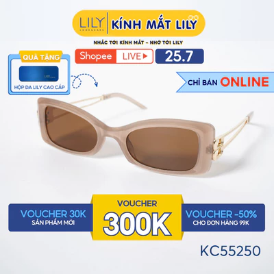 Kính mát thời trang nam nữ LILYEYEWEAR chất liệu nhựa phối càng kim loại mắt kính chống UV400 kiểu dáng hiện đại KC55250