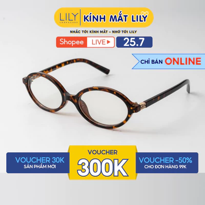 Gọng kính mắt Oval nam nữ LILYEYEWEAR chất liệu nhựa cao cấp chắc chắn kiểu dáng thời trang màu sắc hiện đại 1294KOR