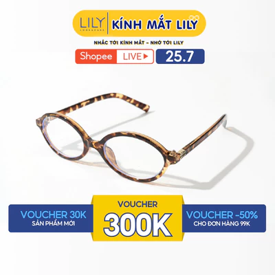 Kính thời Oval thời trang nam nữ LILYEYEWEAR chất liệu nhựa cao cấp chắc chắn, kiểu dáng hiện đại thời trang 6272