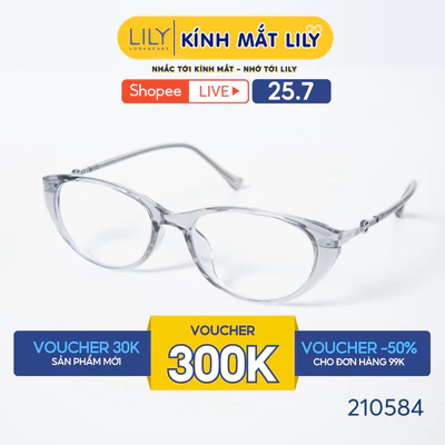 Gọng kính mắt mèo nam nữ LILYEYEWEAR chất liệu nhựa phối càng kim loại cao cấp kiểu dáng hiện đại thời trang 210584