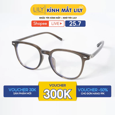 Gọng kính mắt vuông bo góc nam nữ LILYEYEWEAR chất liệu nhựa cao cấp chắc chắn kiểu dáng hiện đại thời trang 10395KOR