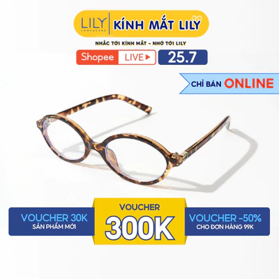 Kính thời Oval trang nam nữ LILYEYEWEAR chất liệu nhựa cao cấp kiểu dáng hiện đại thời trang màu sắc thời thượng 6272
