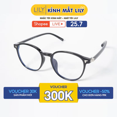 Gọng kính mắt tròn nam nữ LILYEYEWEAR chất liệu nhựa cao cấp chắc chắn kiểu dáng hiện đại màu sắc thời trang 10396KOR