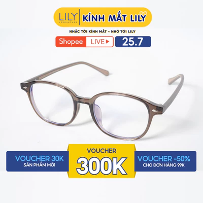 Gọng kính mắt vuông bo góc nam nữ LILYEYEWEAR chất liệu nhựa cao cấp chắc chắn kiểu dáng hiện đại thời trang 10502KOR