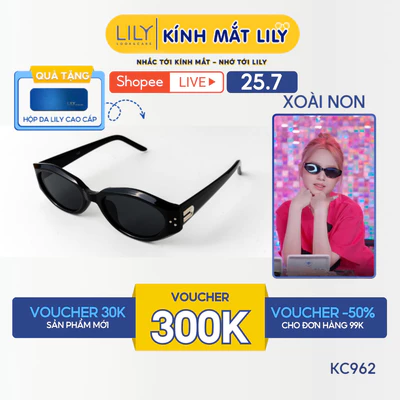 Kính mát dáng oval thời trang LILYEYEWEAR chất liệu nhựa cao cấp chống UV400 kiểu dáng hiện đại thời trang KC962