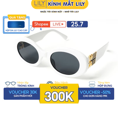 Kính mát nam nữ LILYEYEWEAR kính mắt oval chất liệu nhựa cao cấp chống UV400 kiểu dáng màu sắc hiện đại thời trang 20394
