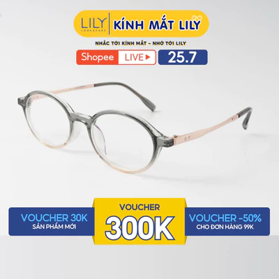 Gọng kính mắt Oval nam nữ LILYEYWEAR chất liệu nhựa phối càng kim loại cao cấp kiểu dáng thời trang hiện đại 0958