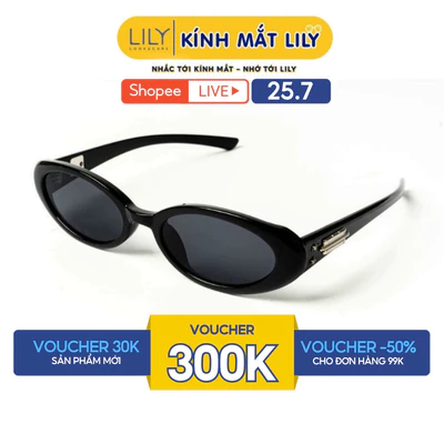 Gọng kính mát nam nữ LILYEYEWEAR kiểu dáng mắt mèo chất liệu nhựa cao cấp chống UV400 phong cách thời thượng 20401
