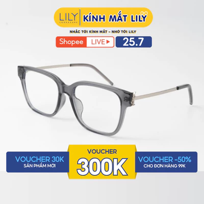Gọng kính mắt vuông nam nữ LILYEYEWEAR chất liệu nhựa cao cấp kiểu dáng thanh lịch hiện đại màu sắc thời trang 5748