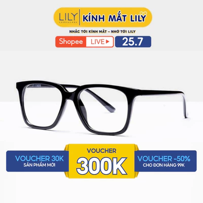 Gọng kính Nam Nữ Lilyeyewear mắt Vuông Giả cận nhựa cứng cáp màu sắc Thời trang C0001