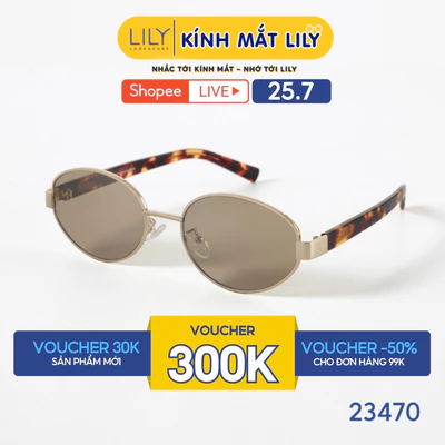 Kính mát thời trang nam nữ LILYEYEWEAR chất liệu kim loại cao cấp, mắt kính chống UV400, kiểu dáng thời trang 23470